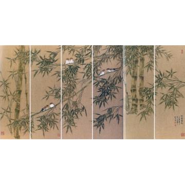 何百明国画花鸟满园春色（六条屏）字画之家