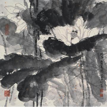 何百明国画花鸟听雨 Listening to the Tempo of the Rain字画之家