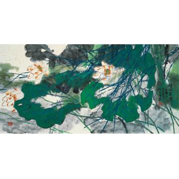 何百明国画花鸟清风晨雾 Light Wind, Morning Fog字画之家