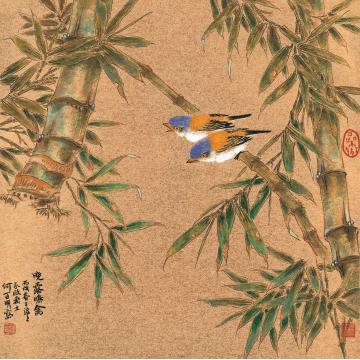 何百明国画花鸟晓露鸣禽 Morning Dews, Chirping Birds字画之家