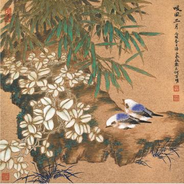 何百明国画花鸟暖风三月 March of Warm Wind字画之家