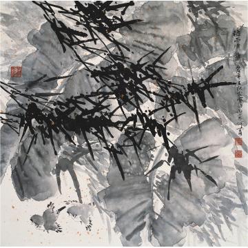 何百明国画花鸟秋雨潇潇 Drizzly Autumn Rain字画之家