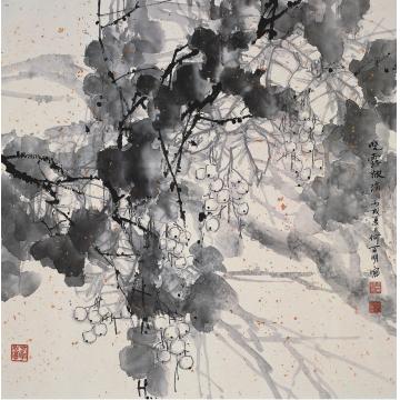 何百明国画花鸟晓雾欲滴 Fresh Morning Dew Drops字画之家