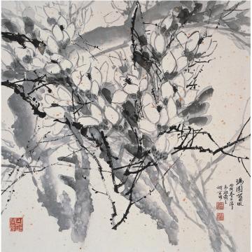何百明国画花鸟满园春风 Spring Wind in the Courtyard字画之家