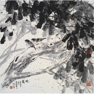 何百明国画花鸟晚霞 Sunset Glow字画之家