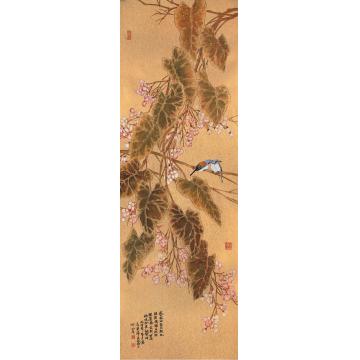 何百明国画花鸟海棠花开 Chinese Flowering Crab-Apple in Blossom字画之家