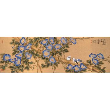 何百明国画花鸟月下春光 Spring View under the Moon字画之家