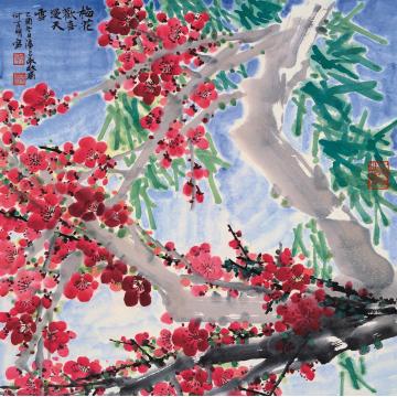 何百明国画花鸟梅花欢喜漫天雪 Plums in Drifting Snow字画之家