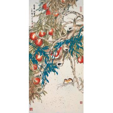 何百明国画花鸟春华秋实 Flowers Blossoming in Spring, Fruits Hanging字画之家