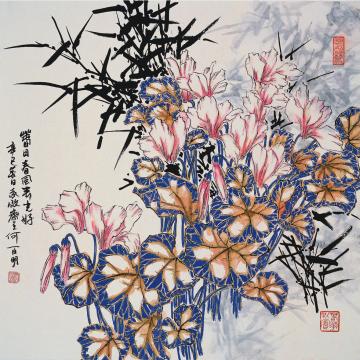 何百明国画花鸟春日春风春光好 Spring Day, Spring Wind, Spring Views字画之家