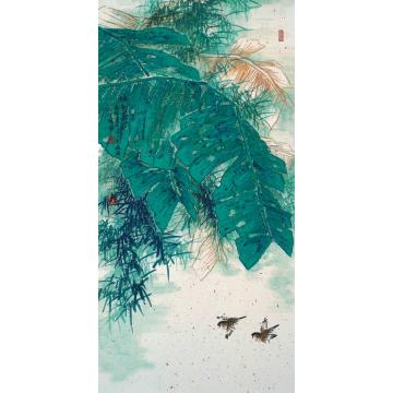 何百明国画花鸟绿色苍茫 Dark Green字画之家