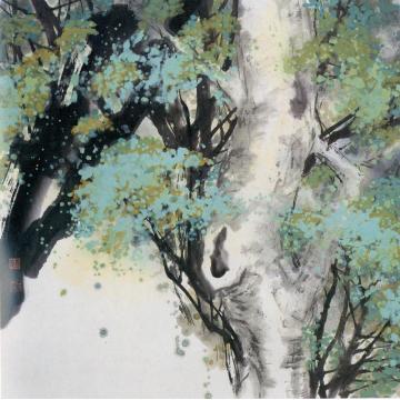 何百明国画山水绿荫 Green字画之家