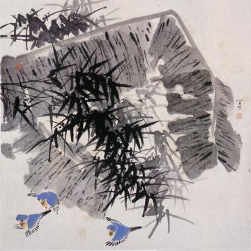 何百明国画花鸟晚风 Breeze at Sunset字画之家