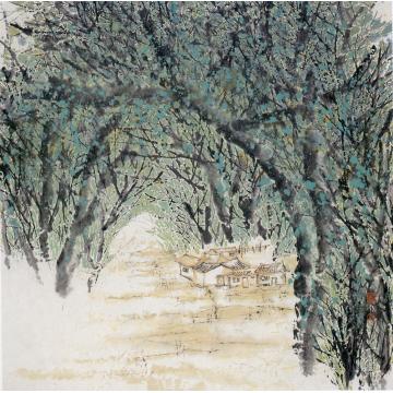 何百明国画山水晓雾初开 Fading Morning Fog字画之家