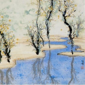 何百明国画山水雨后清溪 Brook after the Rain字画之家