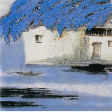 何百明国画山水绿荫人家 House among Greenery字画之家