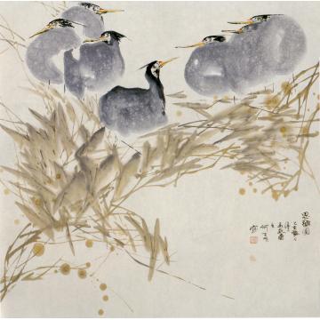 何百明国画花鸟思秋 Thinking of Autumn字画之家