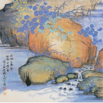 何百明国画花鸟山涧翠色 Mountain Stream字画之家