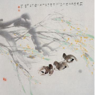 何百明国画花鸟一树春风 Spring Breeze字画之家