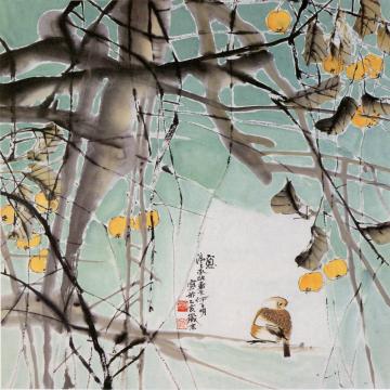 何百明国画花鸟窗含春色 A Glimpse of Spring through the Window字画之家