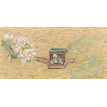 顾真真国画花鸟慈航普度　绢本　34cm×70cm　2015字画之家