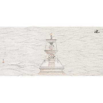 顾真真国画花鸟池　纸本　34cm×70cm　2011字画之家