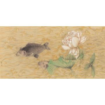 顾真真国画花鸟无量珍宝　绢本　34cm×70cm　2015字画之家