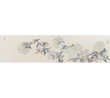 顾真真国画花鸟太湖系列　　纸本　　34cm×136cm　　2014字画之家