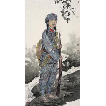 刘少宁国画人物战地黄花分外香字画之家