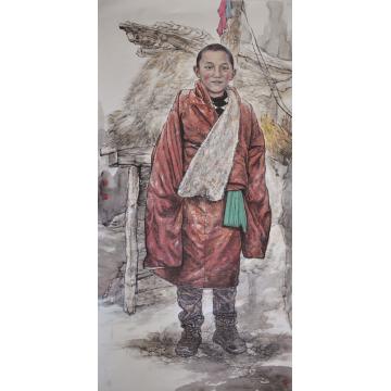 刘少宁国画人物尕娃字画之家