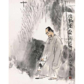 卢沉国画人物夜归图字画之家