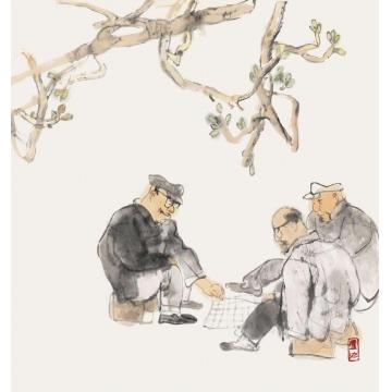 卢沉国画人物棋迷字画之家