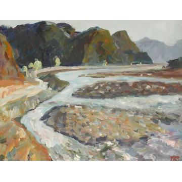 汤传杰油画风景热河流淌字画之家