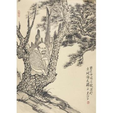 王志学国画人物仿石涛罗汉图二字画之家