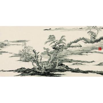 赵普国画山水《夏塘之畔》字画之家
