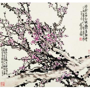 赵普国画花鸟《红梅》字画之家