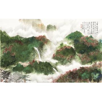 王世涛国画山水白雲紅樹青山字画之家