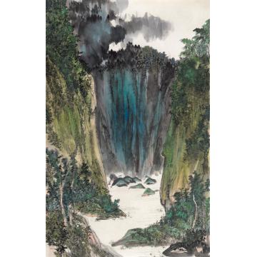 王世涛国画山水石壁一角字画之家
