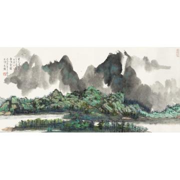 王世涛国画山水春江雲靄字画之家