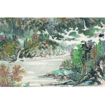 王世涛国画山水江山秋爽圖字画之家