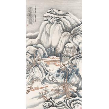 王世涛国画山水臨張大千倣宋人雪棧盤車圖字画之家
