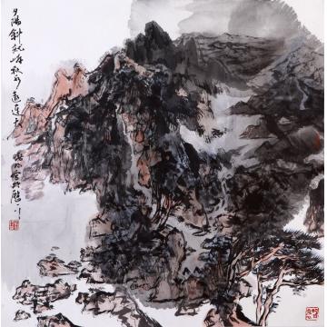 刘晓阳国画山水2014夕阳秋水字画之家