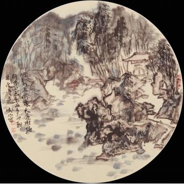 刘晓阳国画山水2014团扇8字画之家