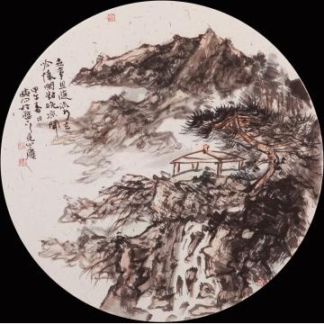 刘晓阳国画山水2014团扇7字画之家