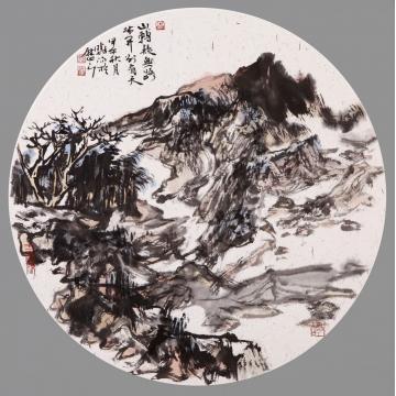 刘晓阳国画山水2014团扇5字画之家