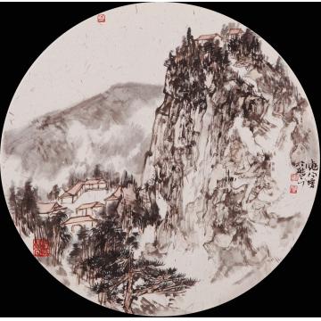 刘晓阳国画山水2014团扇4字画之家