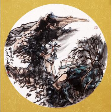 刘晓阳国画山水2014团扇3字画之家