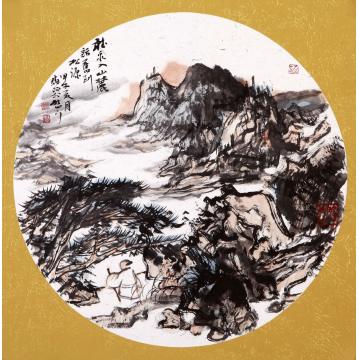 刘晓阳国画山水2014团扇1字画之家