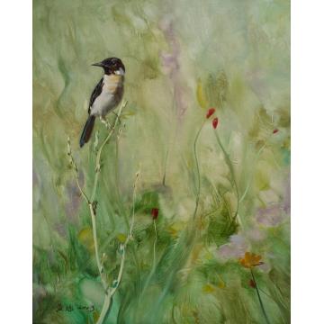 黄旭油画花鸟[ 春晓1 ]          材质：布面油画      时间：2013         尺寸：5字画之家