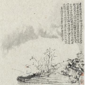 刘元堂国画人物清江垂钓图字画之家